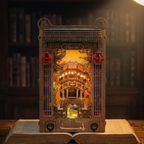 Side angle view of Hoi An Old Town book nook kit showing depth and dimension